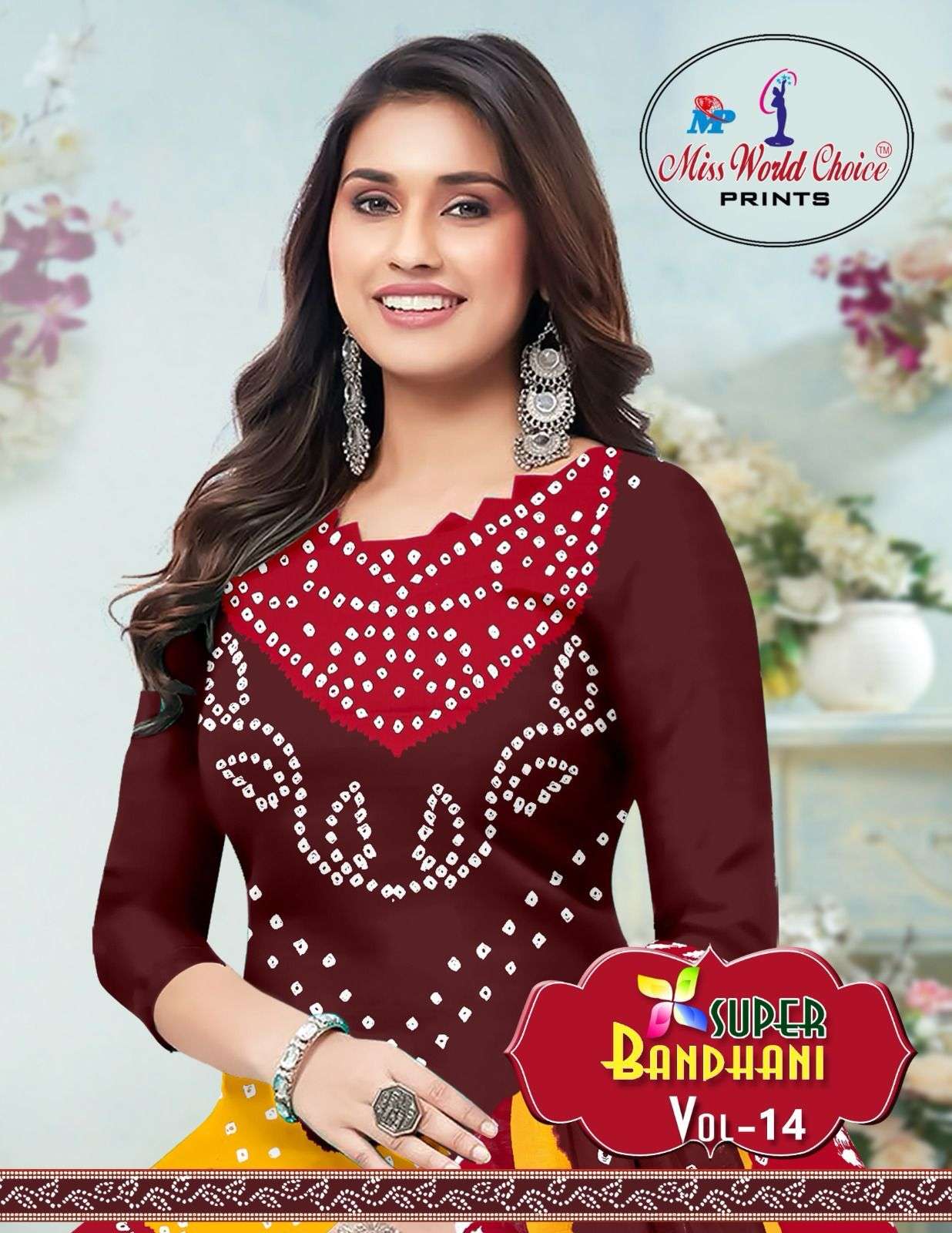 SUPER BANDHANI VOL-14 BY MISS WORLD CHOICE 14001 TO 14010 SERIES PURE COTTON BANDHANI PRINTS DRESSES...