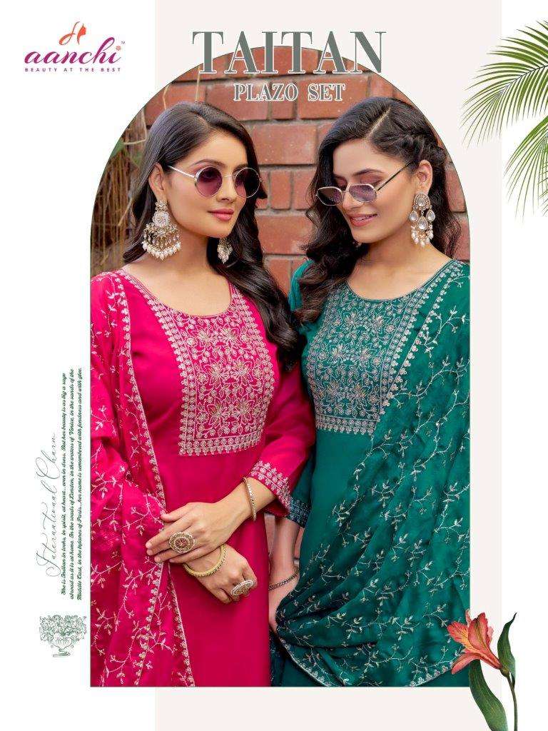 TAITAN BY AANCHI 1001 TO 1004 SERIES FANCY RANGOLI SILK PRINT DRESSES-00014