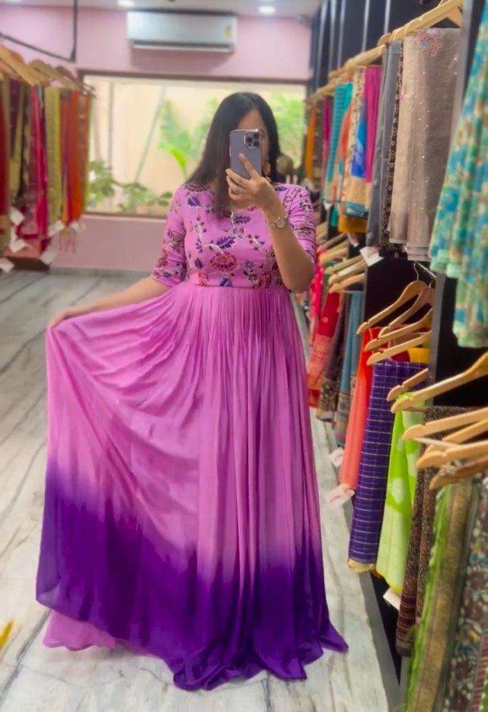 TAPI-235 BY ASLIWHOLESALE DESIGNER FANCY PURE CHINON THREAD WORK GOWNS-00185