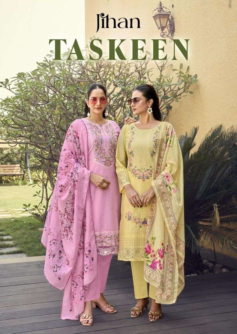 TASKEEN VOL-01 BY JIHAN DESIGNER PURE HEAVY COTTON EMBROIDERY DRESSES-00201