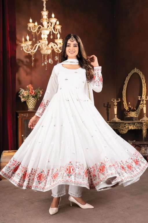 TD-6056 COLOURS BY ASLIWHOLESALE DESIGNER PURE FAUX BLOOMING EMBROIDERY DRESS-00235