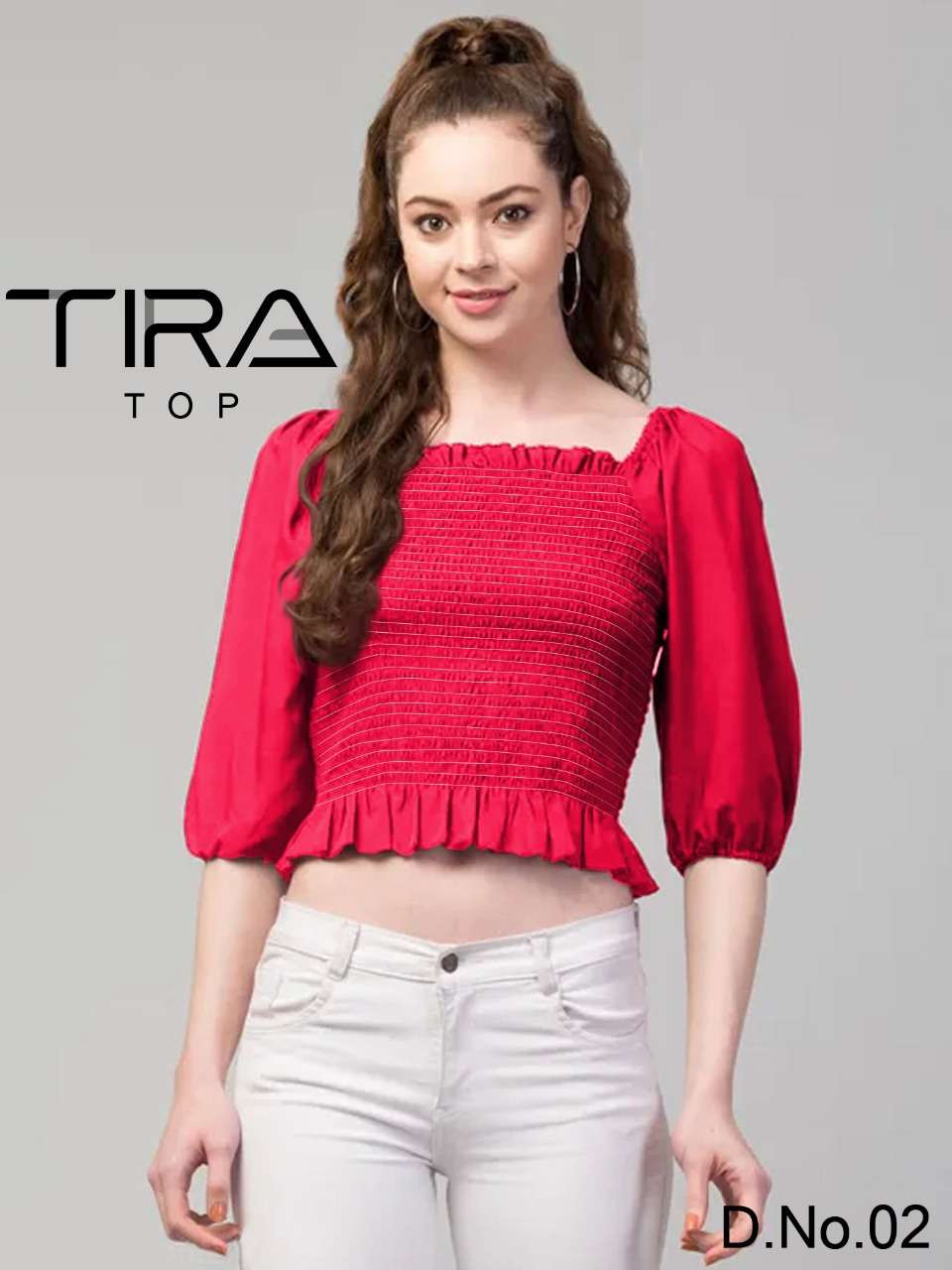 TIRA BY ARYA DRESS MAKER DESIGNER FANCY HEAVY CREPE PRINT CASUAL TOPS-00079