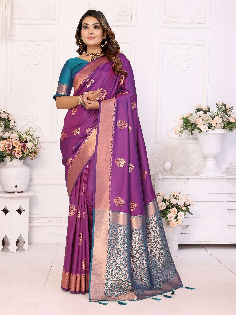 VARDHMAN BY ASLIWHOLESALE DESIGNER PURE SOFT SILK EMBROIDERY SAREES-00125