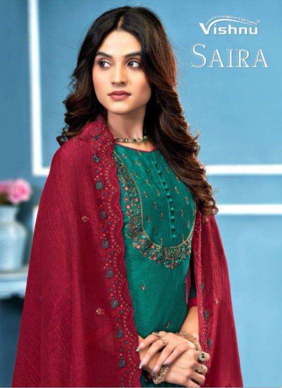 VISHNU SAIRA BY ASLIWHOLESALE DESIGNER 11001 TO 11012 SERIES PURE CRUNCHEY SILK EMBROIDERY DRESSES-0...