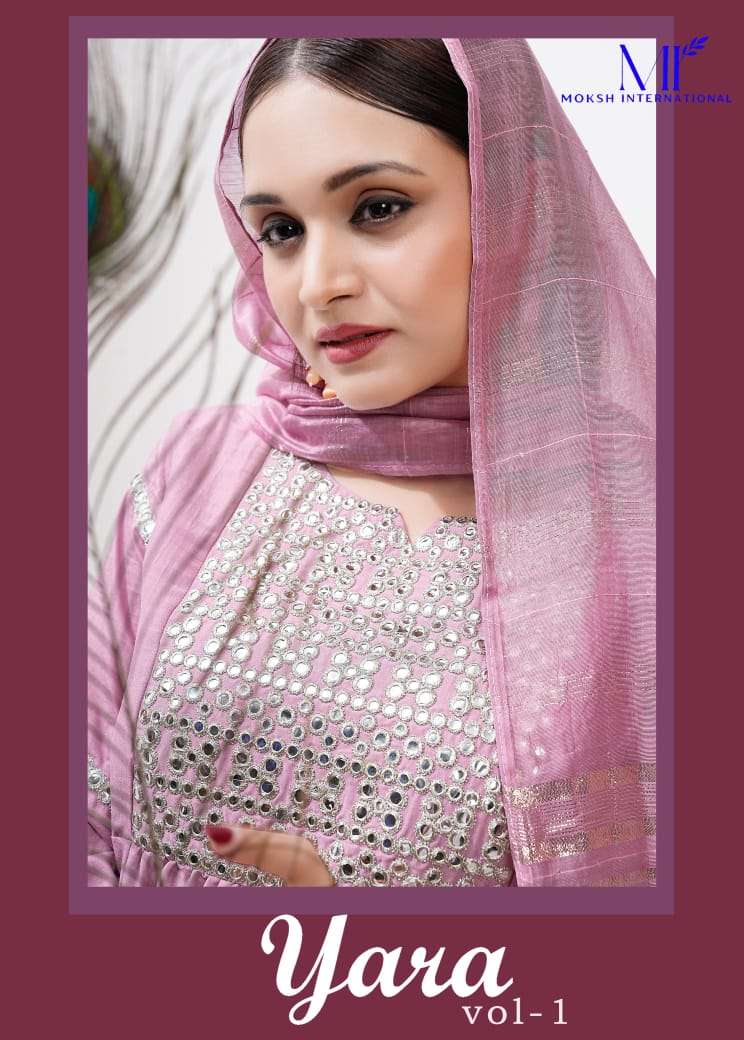 YARA VOL-01 BY MOKSH INTERNATIONAL 9006 TO 9007 SERIES PURE VICHITRA SILK EMBROIDERY DRESSES-00154
