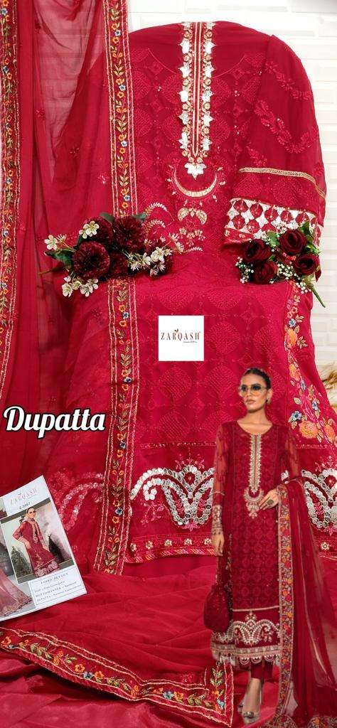 Z-3007 BY ZARQASH DESIGNER PURE FAUX GEORGETTE EMBROIDERY DRESSES-00016