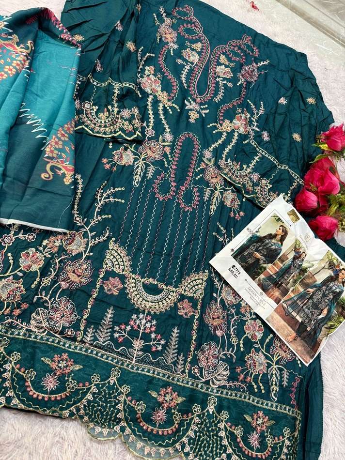 ZIAAZ 611 HIT DESIGN BY ZIAAZ DESIGNS HEAVY RAYON COTTON EMBROIDERED DRESS-00201