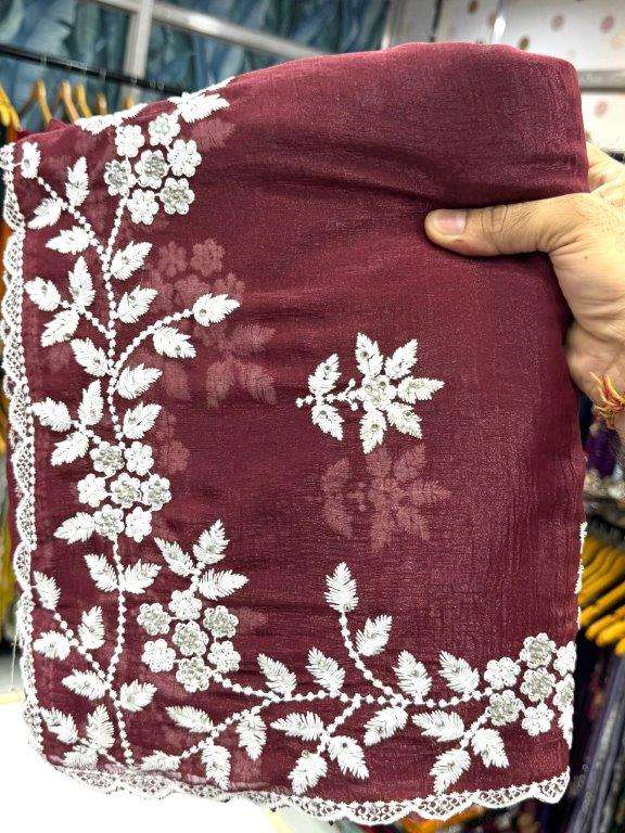 2759 COLOUR BY ASLIWHOLESALE DESIGNER PURE FANCY EMBROIDERY SAREES-00103