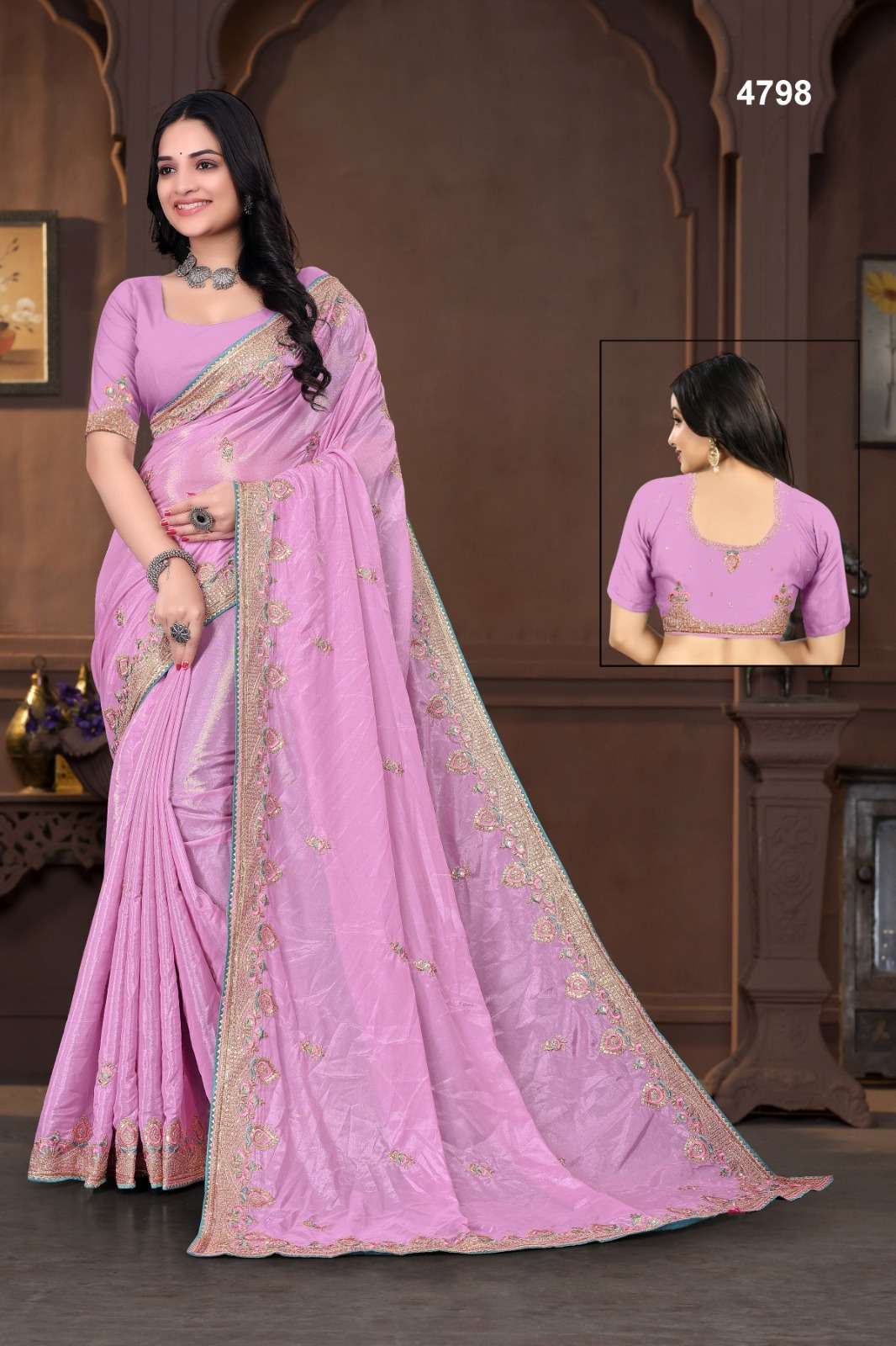 4798 COLOUR BY ASLIWHOLESALE DESIGNER PURE FANCY EMBROIDERY SAREES-00103