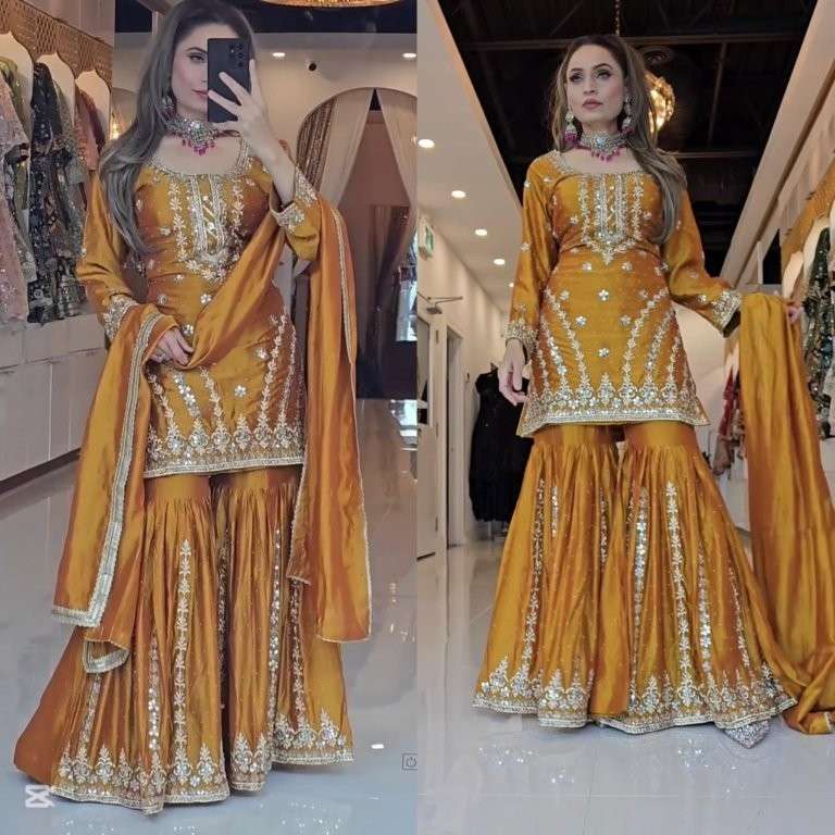 5248 HIT COLOUR BY ASLIWHOLESALE PURE FAUX GEORGETTE EMBROIDERY DRESS-00262