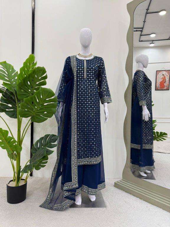 5850 HIT COLOUR BY ASLIWHOLESALE DESIGNER PURE FAUX GEORGETTE EMBROIDERY DRESSES-00242