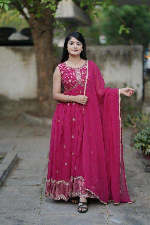 6042 COLOUR BY ASLIWHOLESALE DESIGNER PURE FAUX GEORGETTE EMBROIDERY GOWNS-00135