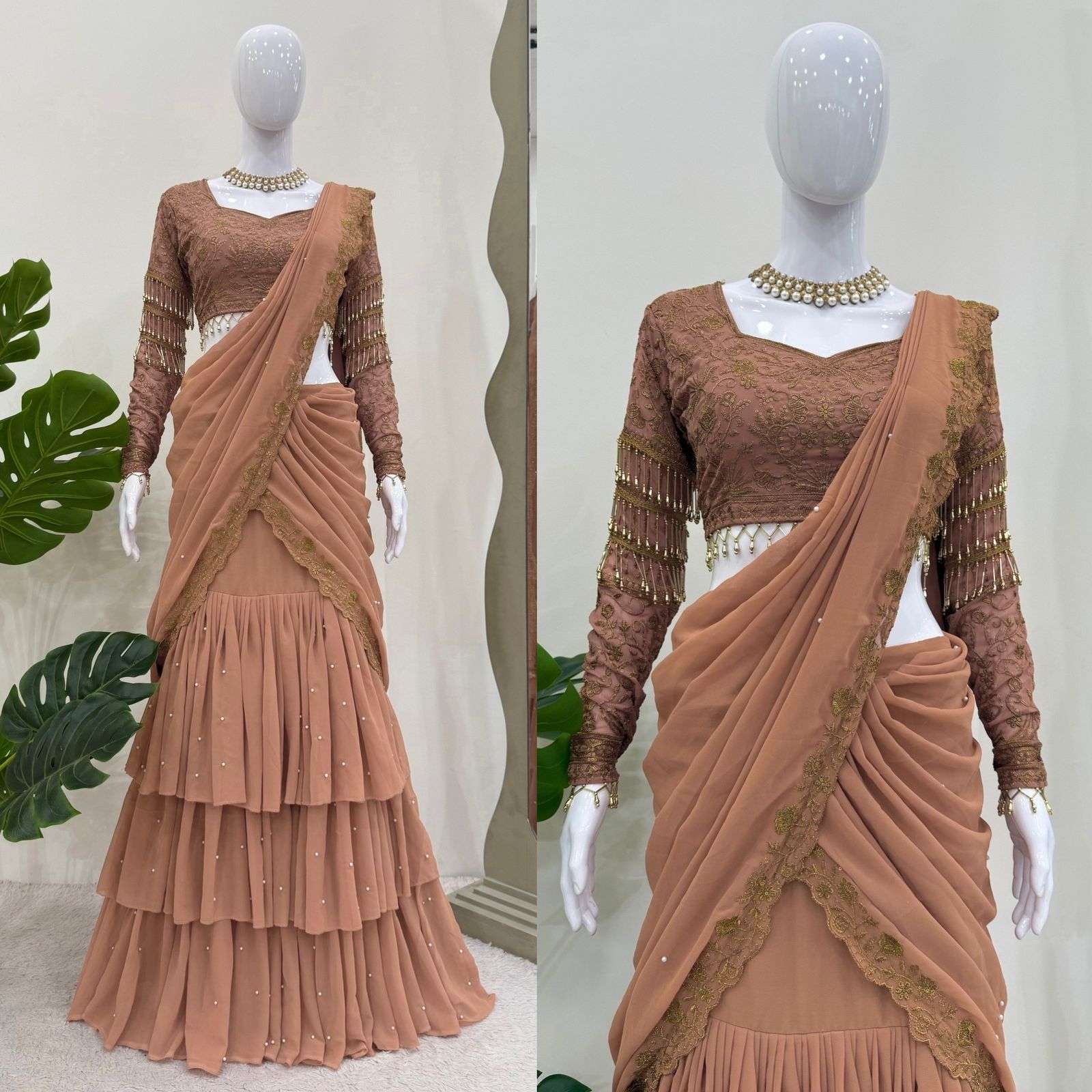 6489 HIT COLOU BY ASLIWHOLESALE DEISGNER PURE FAUX GEROGETTE SAREE-00242