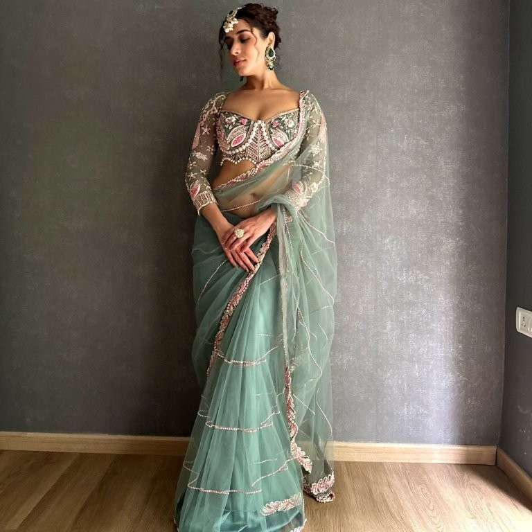 680 COLOUR BY ASLIWHOLESALE DESIGNER PURE PREMIUM NET EMBROIDERY SAREES-00285