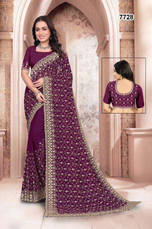 7728 COLOUR BY ASLIWHOLESALE DESIGNER PURE GEORGETTE EMBROIDERY SAREES-00103