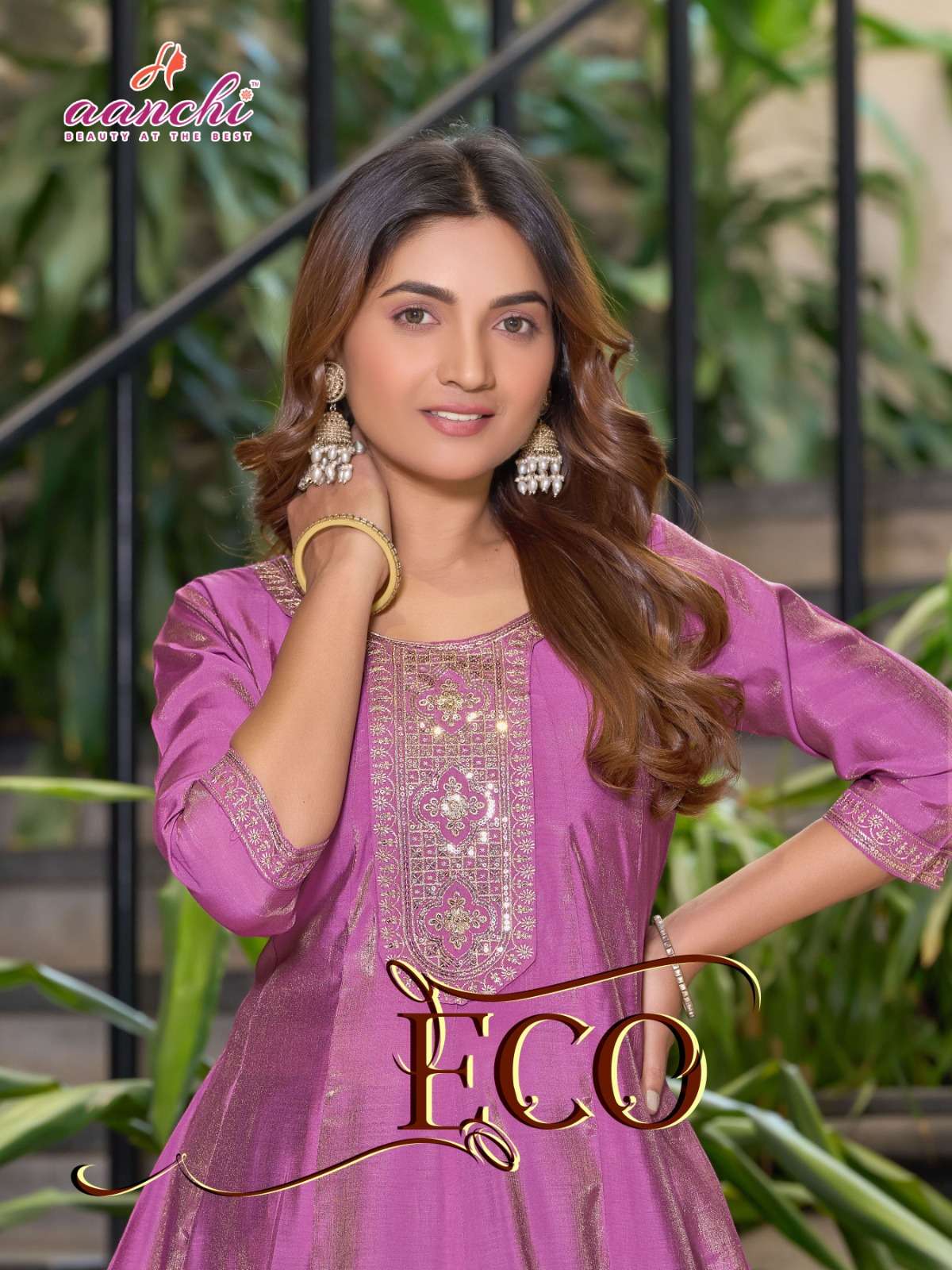 AANCHI ECO PURE ROMAN SIMMER EMBROIDERY KURTIS-00286