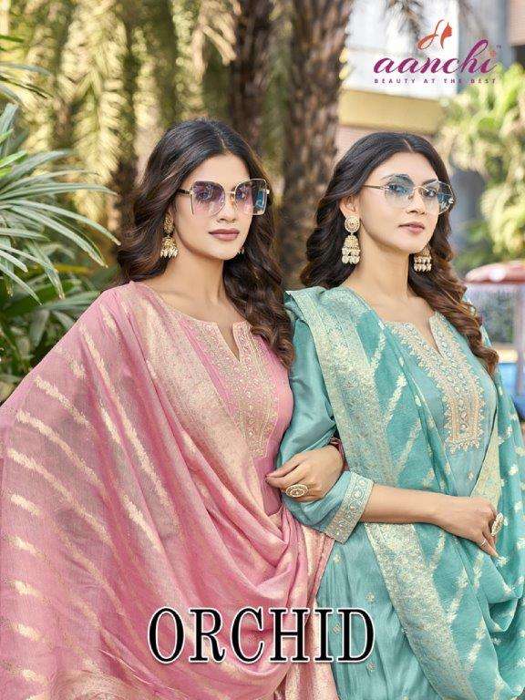 AANCHI ORCHID PURE FANCY SHIMMER EMBROIDERY DRESSES-00286