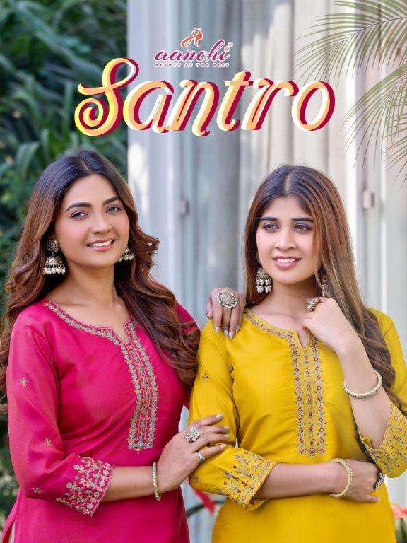 AANCHI SANTRO PURE FANCY SHIMMER EMBROIDERY KURTIS-00286