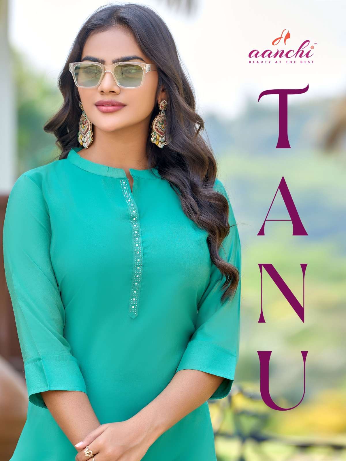 AANCHI TANU 1001 TO 1004 SERIES PURE ROMAN SIMMER KURTIS-00286