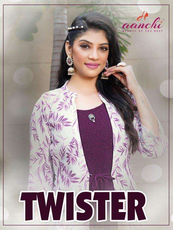 AANCHI TWISTER 86001 TO 86006 SERIES PURE VATICAN PRINTED KURTIS--0286
