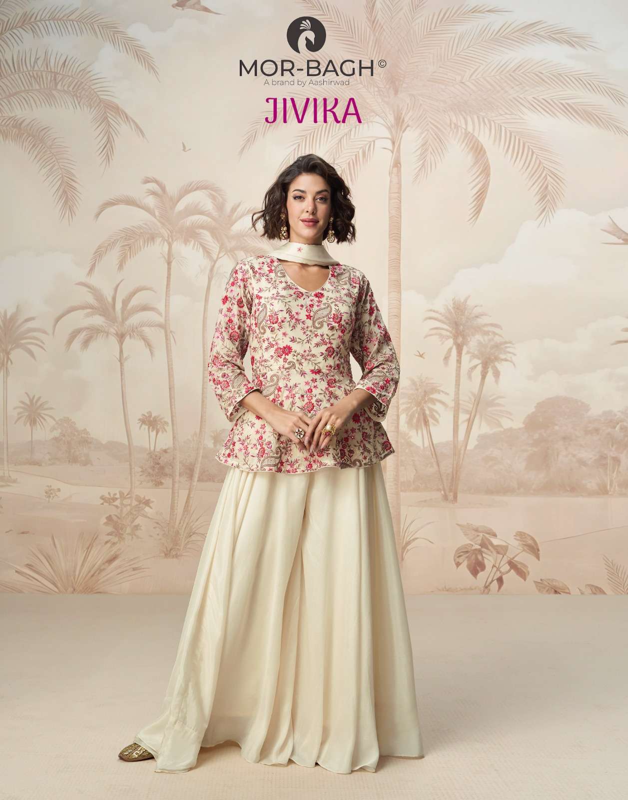 AASHIRWAD CREATION JIVIKA 10246 TO 10247 SERIES DESIGNER CHINON SILK DRESSES-00150