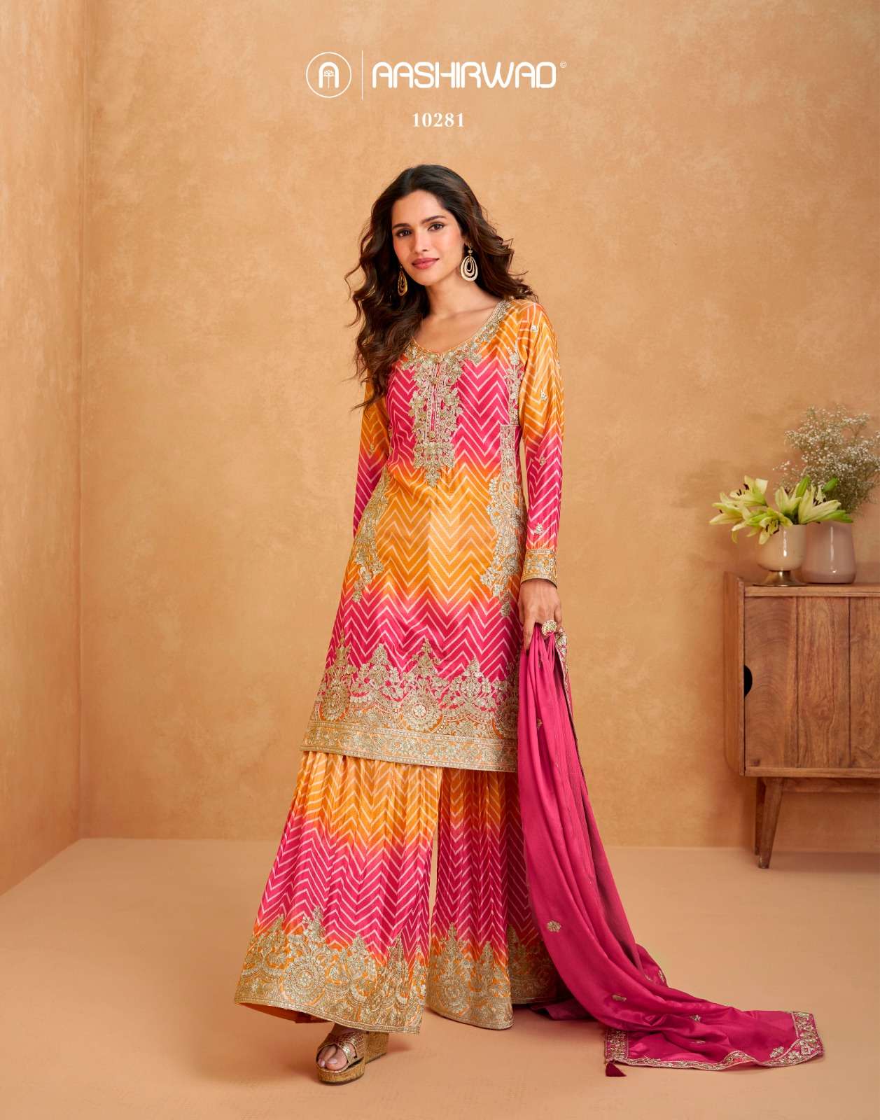 AASHIRWAD CREATION RAAGA 10281 TO 10282 SERIES DESIGNECHINON SILK DRESSES-00150