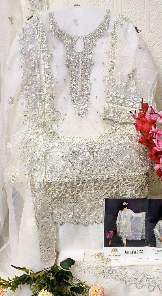 AL AMRA ANAYA 132 DESIGNER PURE ORGANZA EMBROIDERY PAKISTANI DRESSES-00022