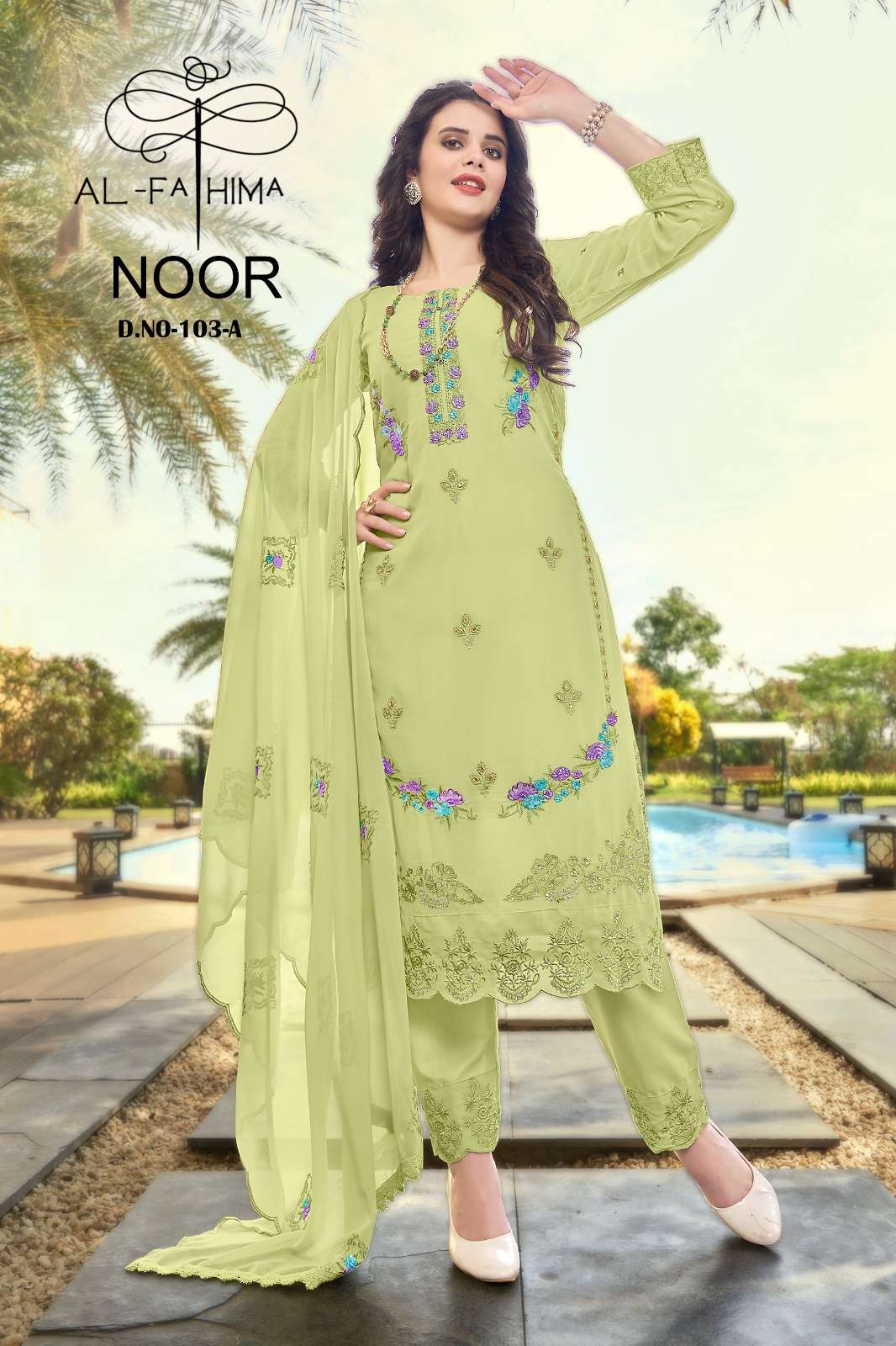 AL FATHIMA NOOR 103 PURE FAUX GEORGETTE EMBROIDERY PAKISTANI DRESSES-00097