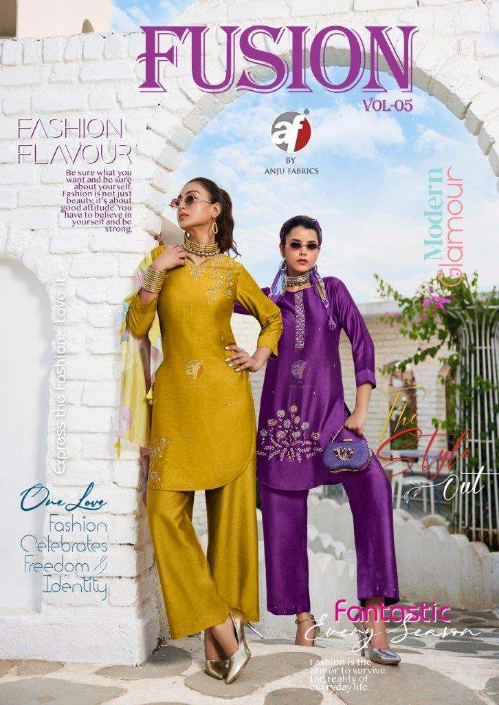 ANJU FABRICS FUSION VOL-5 4211 TO 4216 SERIES VISCOSE STITCHED KURTIS AND AFGHANI-00140