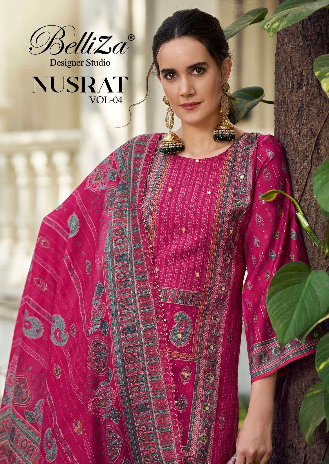 BELLIZA NUSRAT VOL-04 817-001 TO 817-006 SERIES VISCOSE MUSLIN EMBROIDERY DRESSES-00011