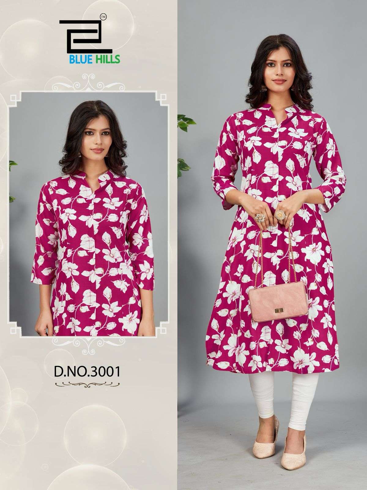 BLUE HILLS MAHER VOL-3 3001 TO 3007 SERIES PURE RAYON PRINTED KURTIS-00099