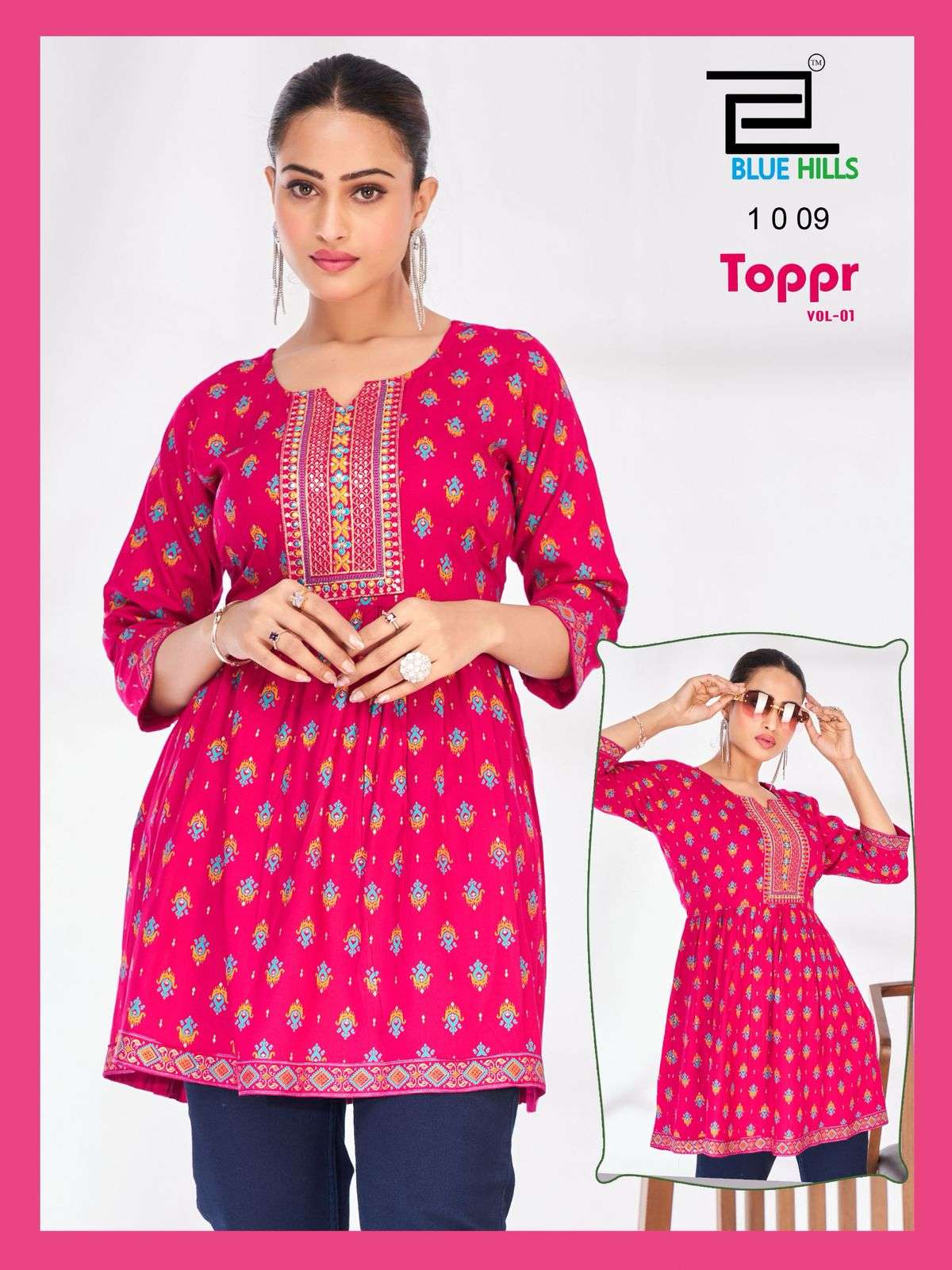 BLUE HILLS TOPPER VOL-01 1001 TO 1010 SERIES PURE RAYON PRINTED TOPS-00099