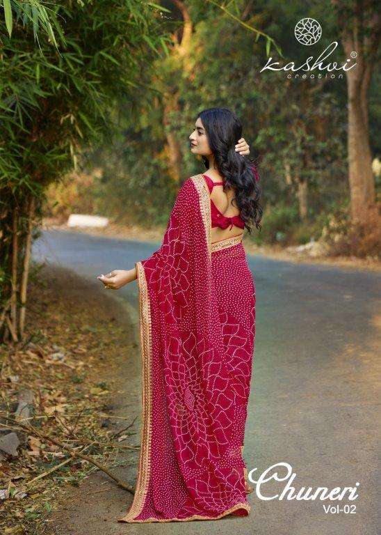 CHUNERI VOL-02 BY KASHVI CREATION 201 TO 208 SERIES PURE GEORGETTE EMBROIDERY SAREES-00271