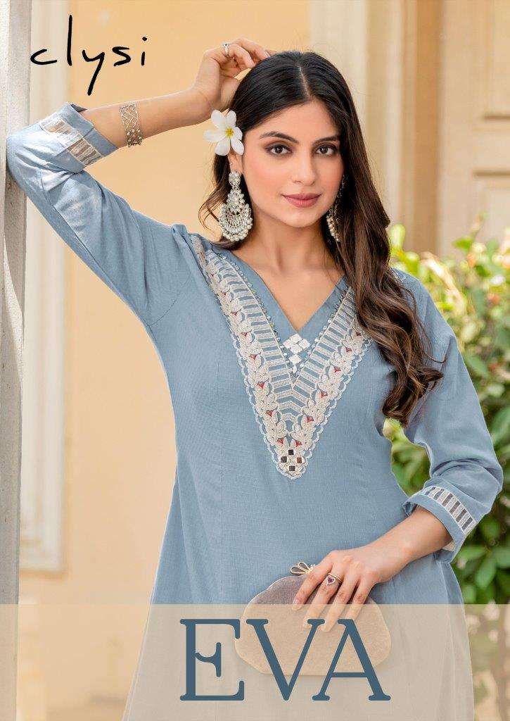 CLYSI EVA 1010 TO 1014 SERIES PURE COTTON DOBBY EMBROIDERY CO-ORD SETS-00014