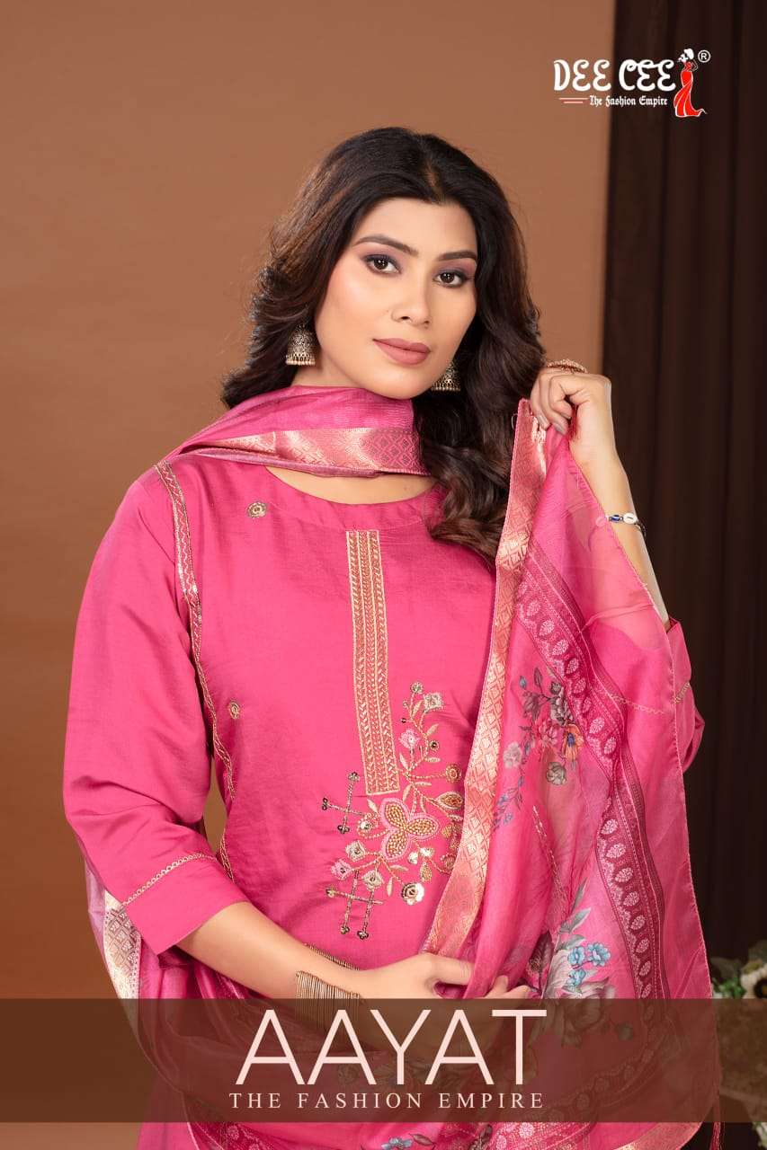 DEE CEE AAYAT 1001 TO 1006 SERIES DESIGNER FANCY ROMAN SILK PRINT DRESSES-00093