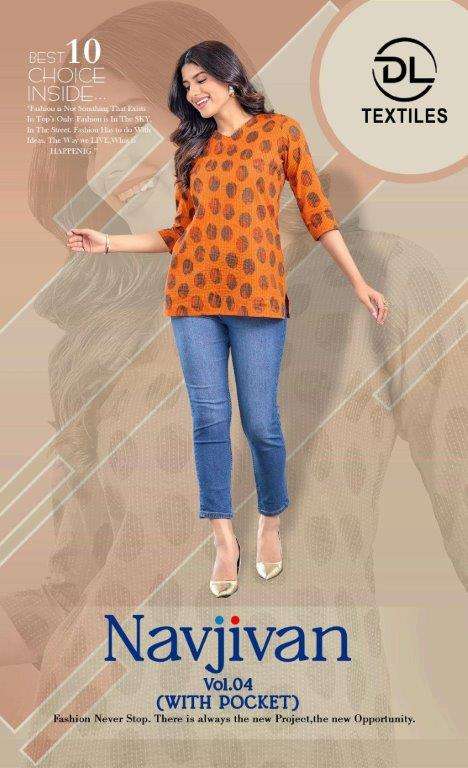 DL TEXTILES NAVJIVAN VOL-04 4001 TO 4010 SERIES PURE COTTON PRINTED KURTIS-00015