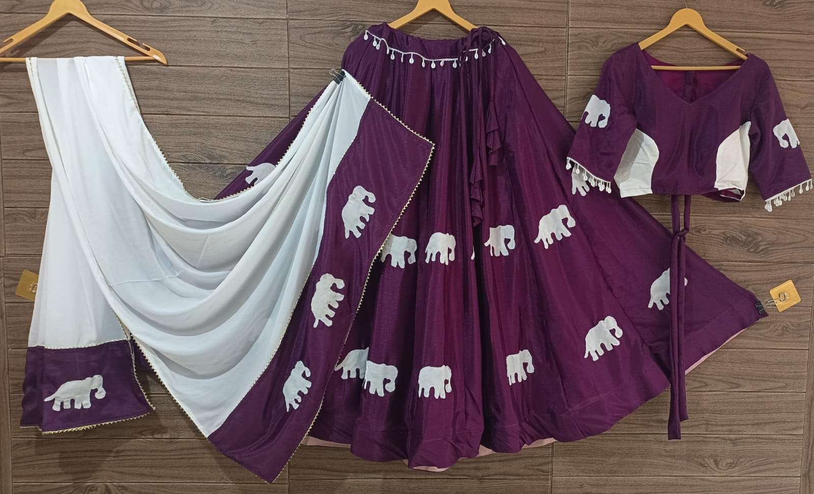 ELEPHANT 29 BY ASLIWOLESALE DESIGNER PURE ROMAN SILK LEHENGAS-00283