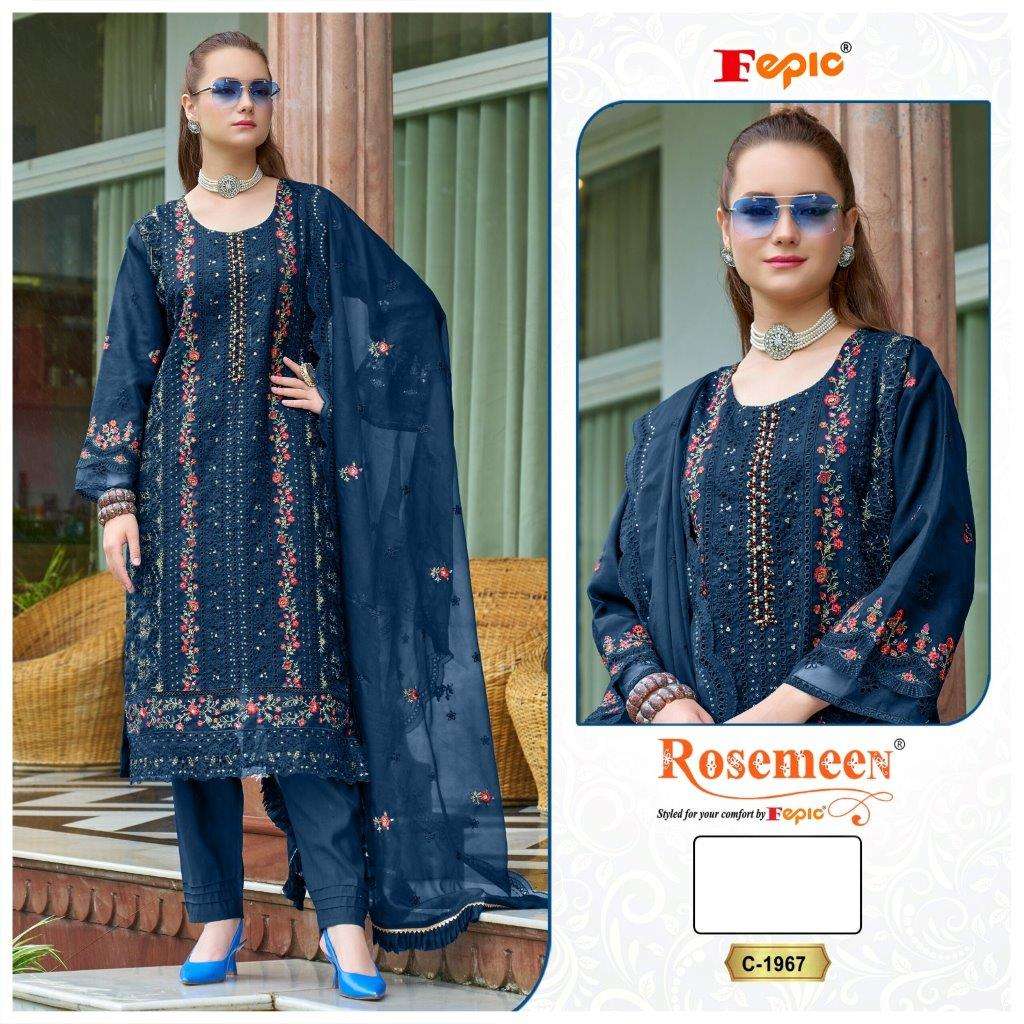 FEPIC ROSEMEEN C-1967 COLOURS DESIGNER ORGANZA HEAVY EMBROIDERY DRESSES-00201