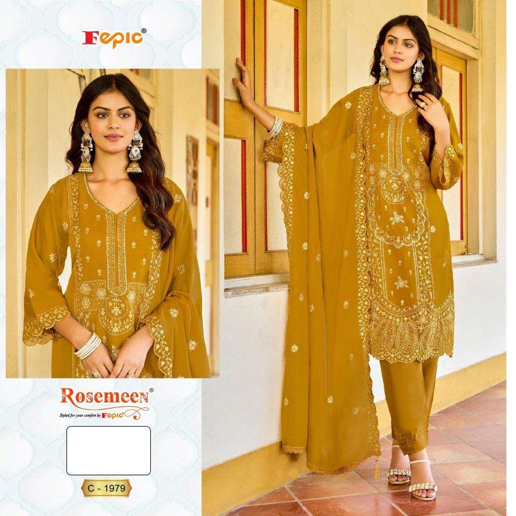 FEPIC ROSEMEEN C-1979 COLOURS DESIGNER ORGANZA HEAVY EMBROIDERY DRESSES-00201