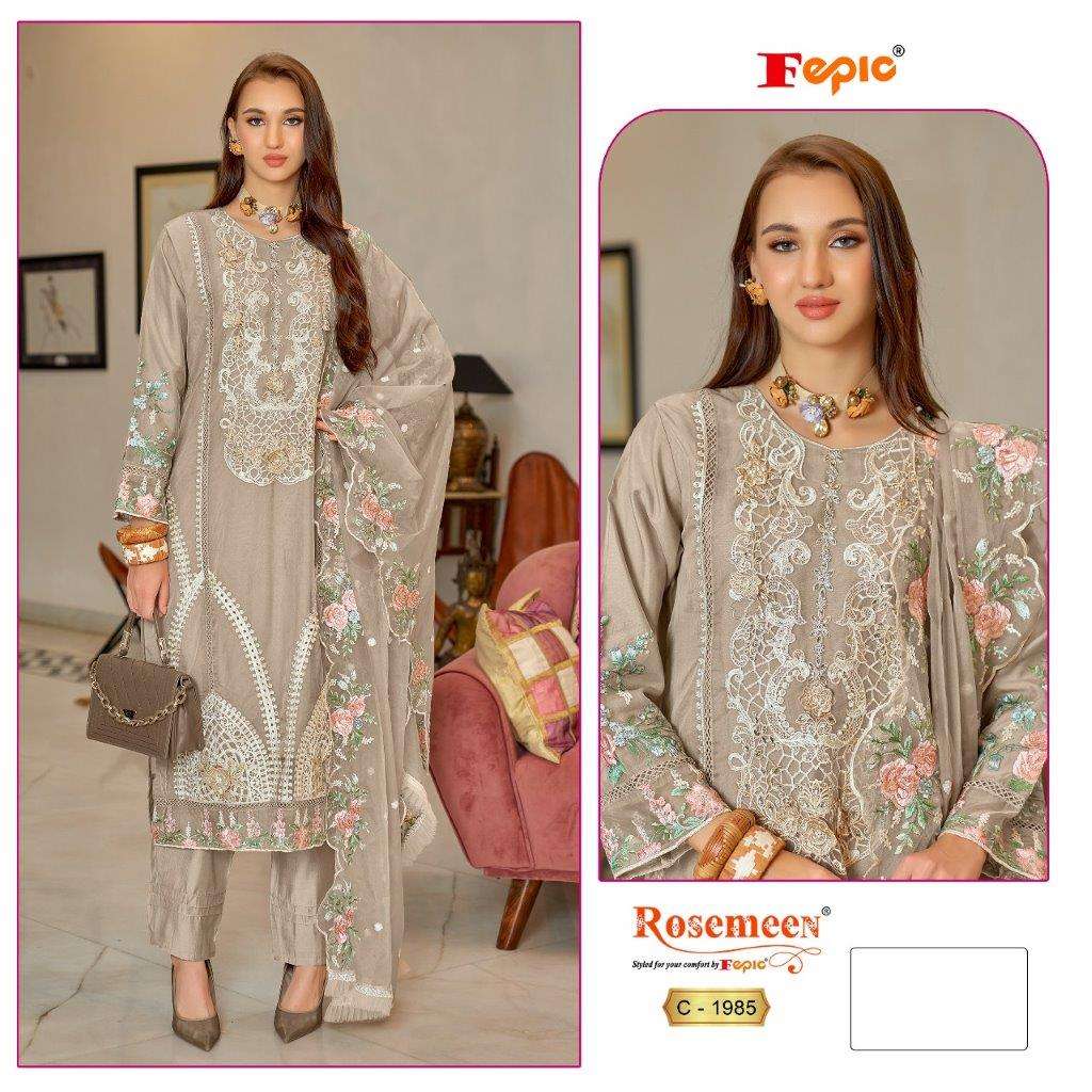FEPIC ROSEMEEN C-1985 COLOURS DESIGNER ORGANZA HEAVY EMBROIDERY DRESSES-00201