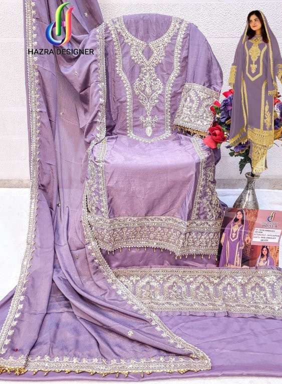 HAZRA DESIGNER HD-55 HIT DESIGNE PURE CHINON EMBROIDERY PAKISTANI DRESSES-00022