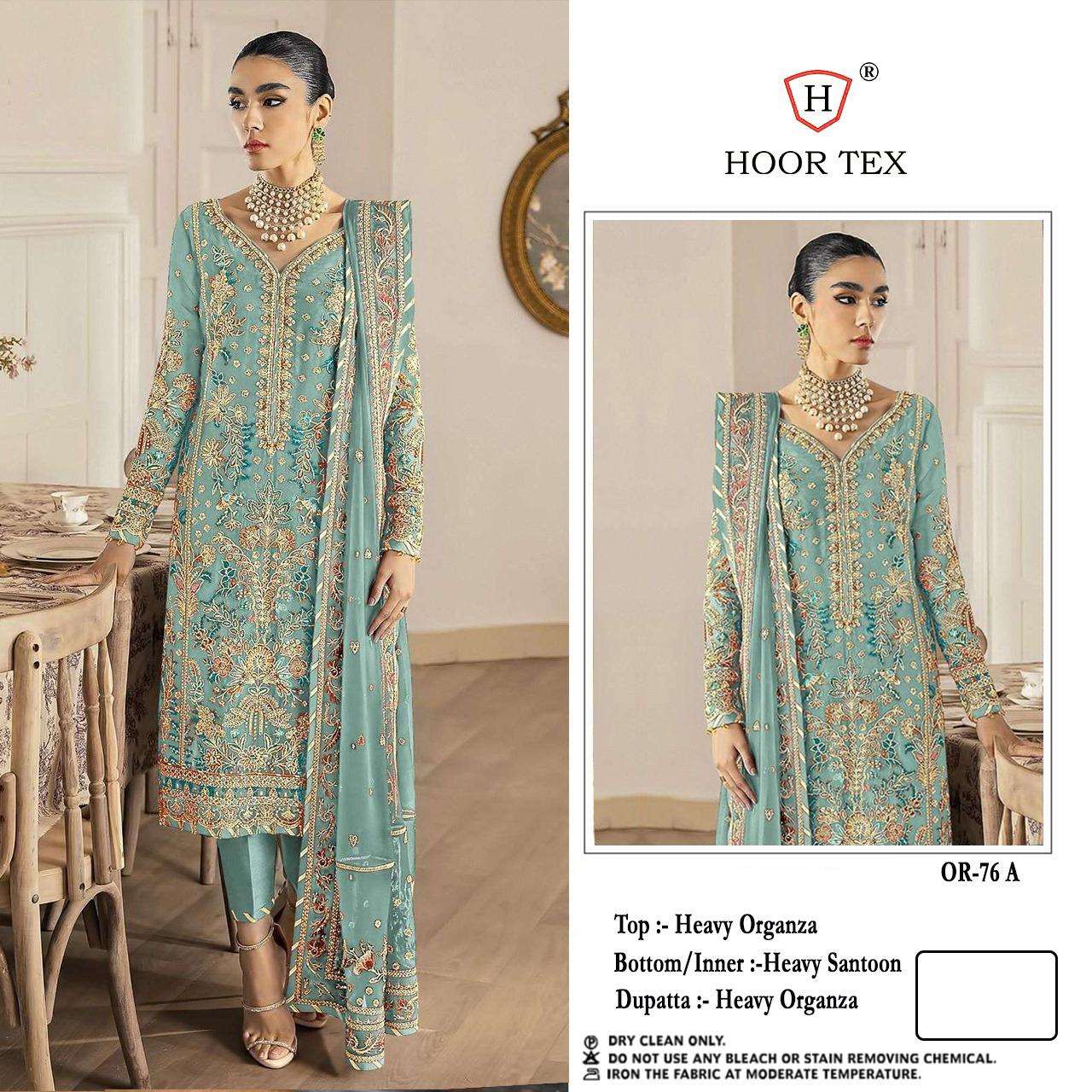HOOR TEX OR-76 COLOURS DESIGNER ORGANZA EMBROIDERED PAKISTANI DRESSES-00020