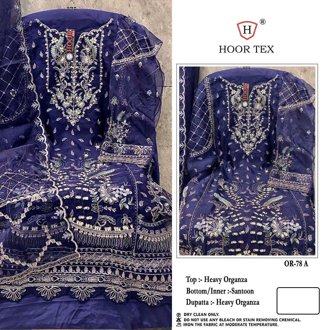 HOOR TEX OR-78 COLOURS DESIGNER ORGANZA EMBROIDERED PAKISTANI DRESSES-00020