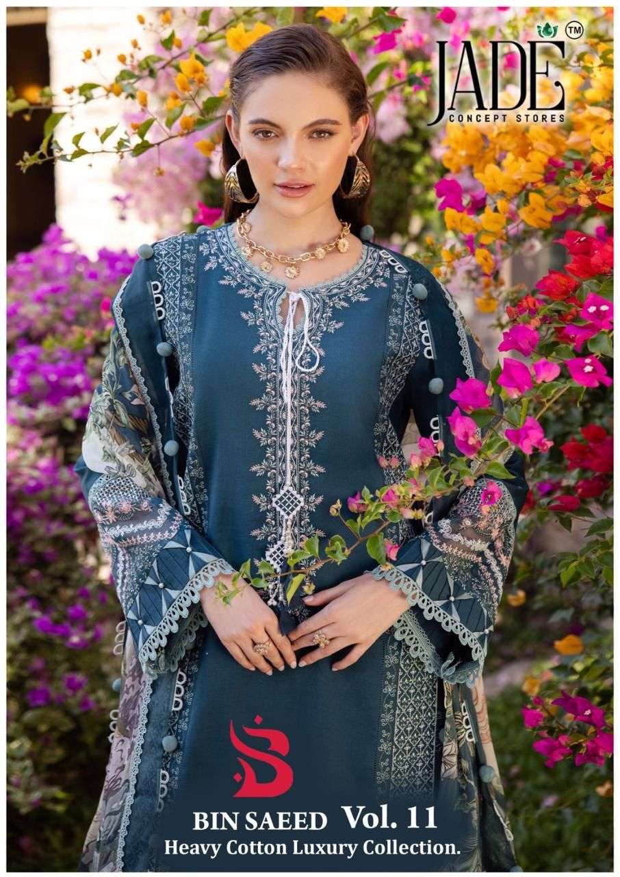 JADE BIN SAEED HEAVY COTTON VOL-11 1101 TO 1106 SERIES PURE COTTON PRINT DRESSES-00062