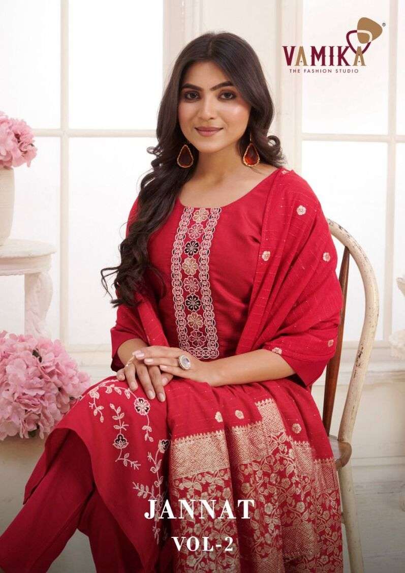 JANNAT VOL-02 BY VAMIKA 4501-A TO 4501-D SERIES HEAVY VISCOSE SILK STITCHED DRESSES-00028