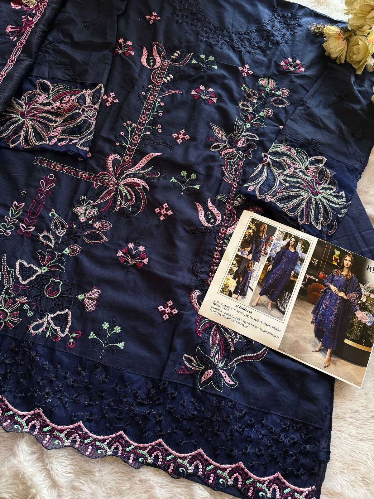 JOHRA TEX JT-168 COLOURS DESIGNER CAMBRIC COTTON WORK PAKISTANI DRESSES-00062