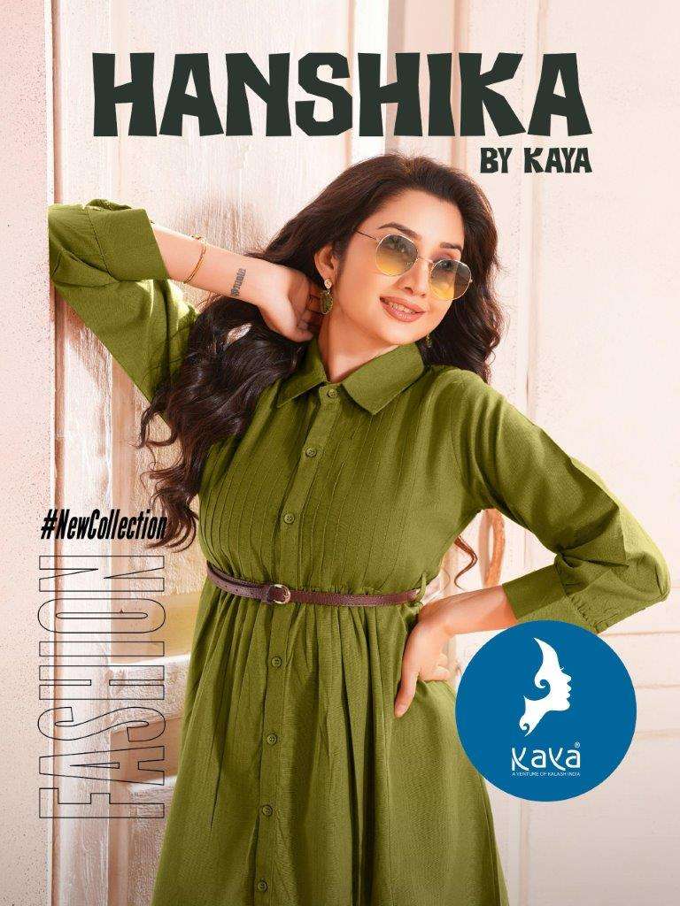 KAYA HANSHIKA 01 TO 06 SERIES DESIGNER FANCY COTTON SLUB PRINTED KURTIS-0014