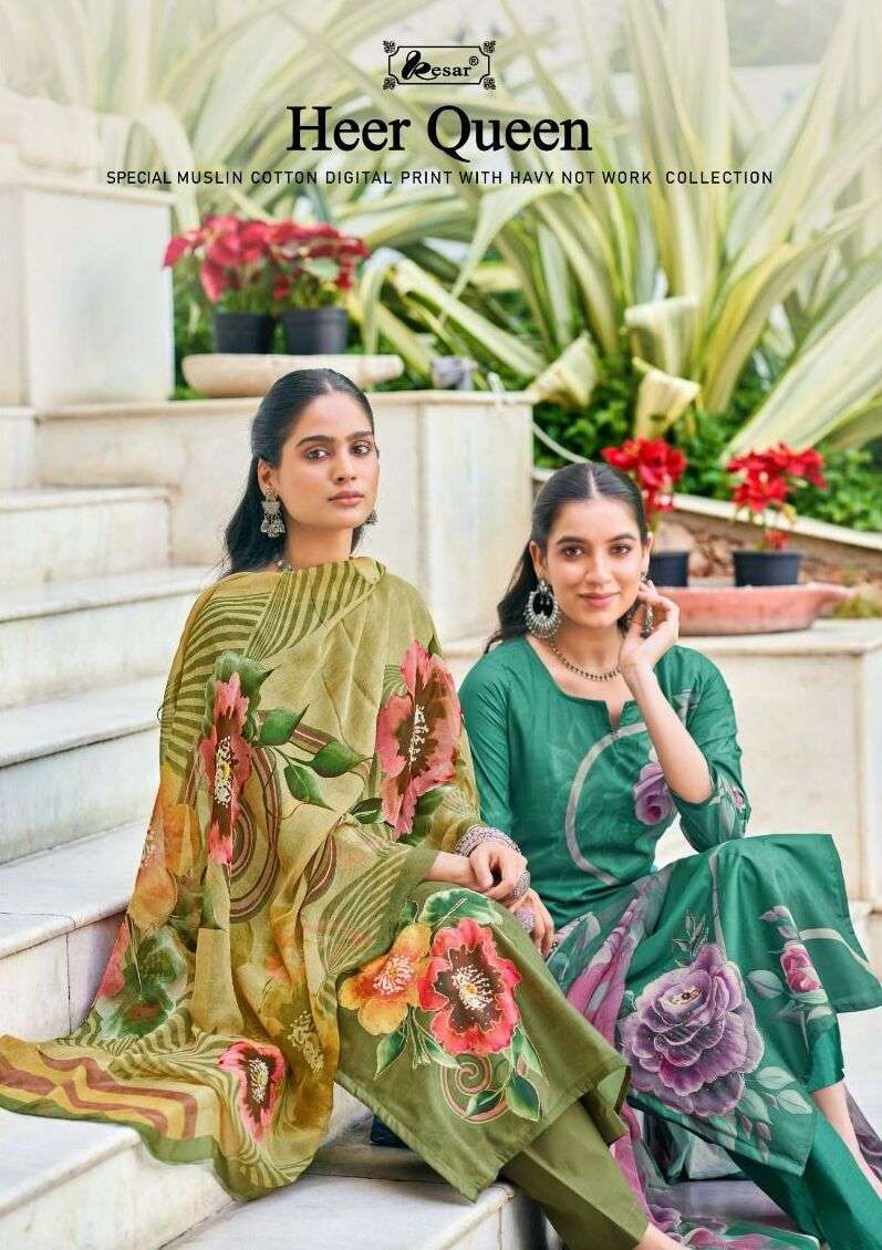 KESAR HEER QUEEN 272-001 TO 272-004 SERIES PURE MUSLIN COTTON PRINTED DRESSES-00011
