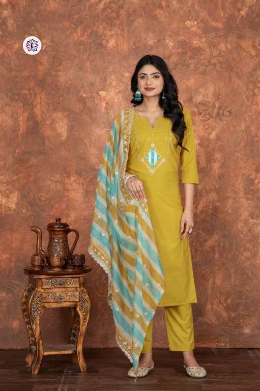 KF-3004 COLOURS BY ASLIWHOLESALE DESIGNER PURE SILK EMBROIDERY DRESS-00096