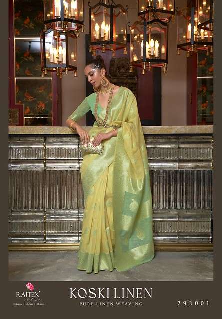 KOSKI LINEN  BY RAJTEX 293001 TO 293006 SERIES PURE LINEN SAREES-00137
